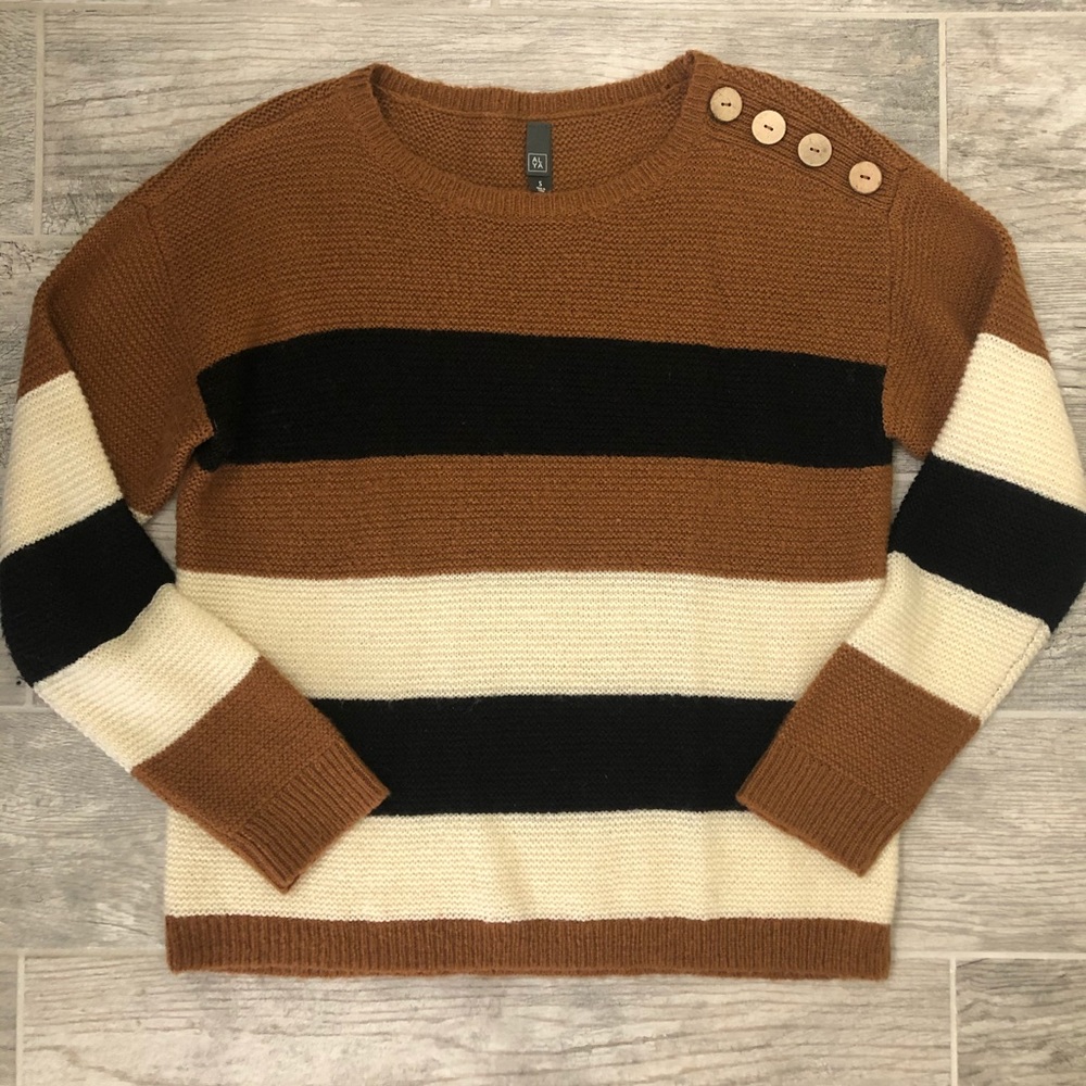 Striped Knit Crewneck Sweater
